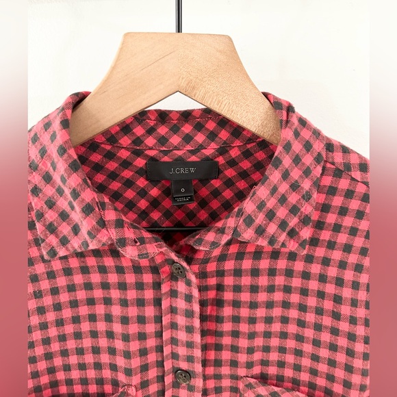 J. Crew Women’s Button Front Mini Buffalo Plaid Shirt Red Size 0 - Picture 5 of 6